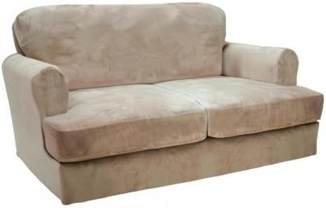 CUCRAF T Cushion Sofa Cover 3 Piece Loveseat Slipcovers, Soft Thick Velvet