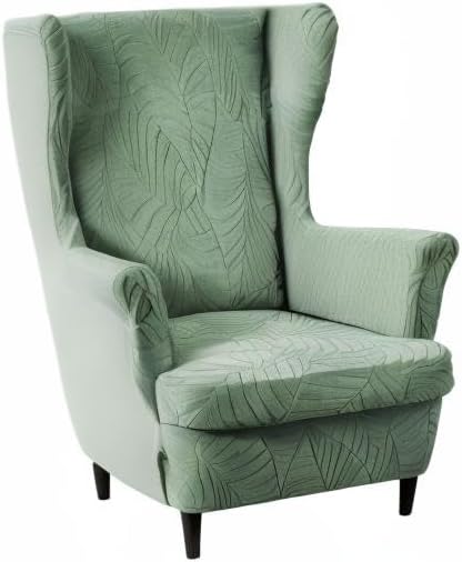 KRFOONN Stretch Wing Chair Slipcovers Jacquard 2 Piece Wingback Chair Covers
