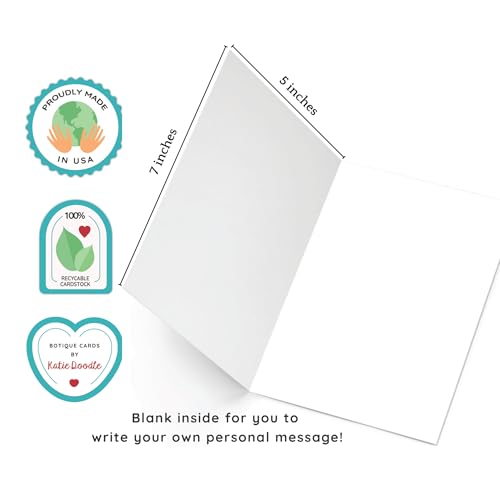 Katie Doodle - Funny Birthday Cards for Women, Friend (Handmade in USA) - Great for 30th, 40th, 50th, 60th, 70th, 75th, 80th, 90th Birthday Gifts for Women Her Friends - Includes 1 Card & 1 Envelope