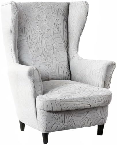 KRFOONN Stretch Wing Chair Slipcovers Jacquard 2 Piece Wingback Chair Covers