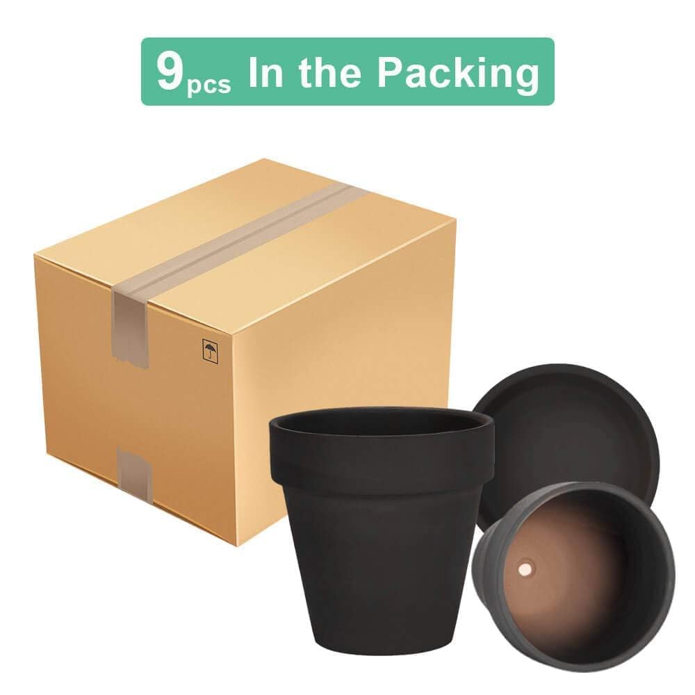 vensovo 3 inch Black Terracotta Clay Pots for Plants with Saucer - 12 Pack Small Terra Cotta Planter Great for Garden Windowsill Indoor & Outdoor Wedding Favors Gifts