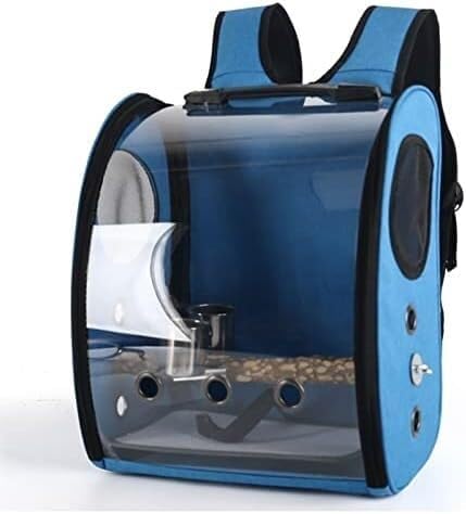 Birdcas Transparent Parrot Backpack Sling for Travel & Hiking - Lightweight, Durable, Blue Pet Carrier with Cup Holder, Perfect for Birds & Small Pets