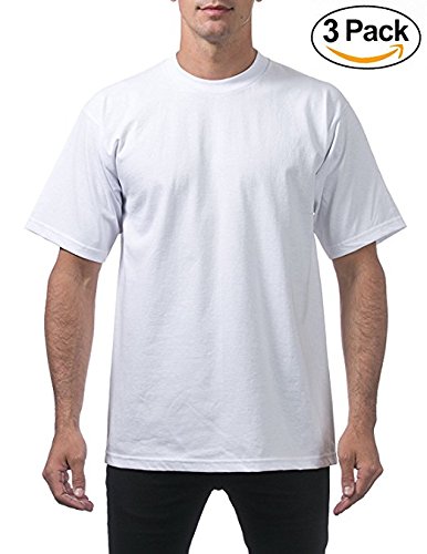 Pro Club Men's 3-Pack Heavyweight Cotton Short Sleeve Crew Neck T-Shirt, White, X-Large
