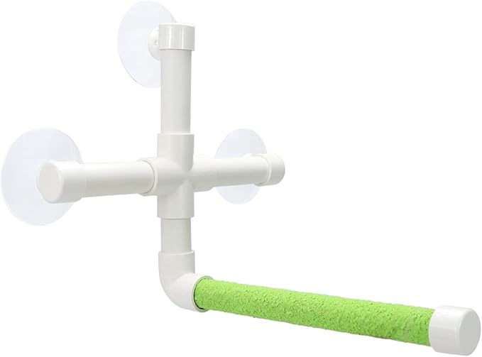 Bird Portable Suction Cup Shower Perch Window Wall Standing Platform for Parrot Parakeet Conure Cockatiel African Grey (Random Color)