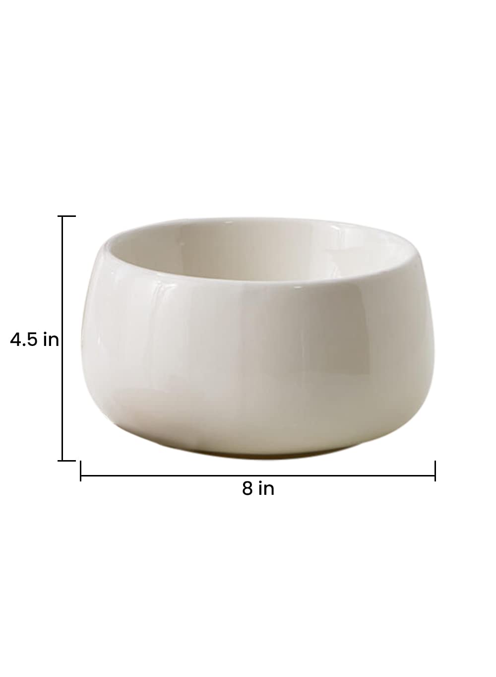 Serene Spaces Living Large Glossy White Ceramic Bowl, Modern Terrarium Succulent Planter, Floral Container, Trinket Holder, Fruit & Candy Bowl for Kitchen, Coffee Table, 8" Diameter & 4.5" Tall