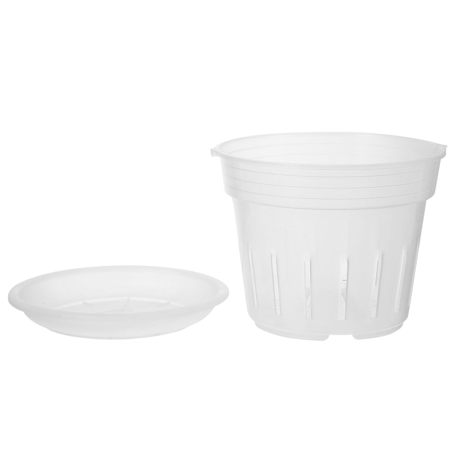 Toddmomy Transparent Plastic Flower Pot with Vent Holes and Tray 6.37X6.37X5.11 Inch Clear Planter for Indoor Gardening Orchid Bonsai and Nursery Use