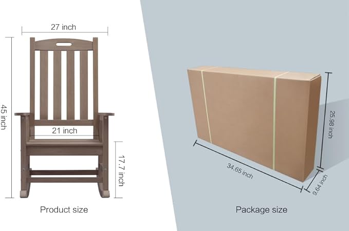 Psilvam Oversized Outdoor Rocking Chair Set of 2, Porch Rocker