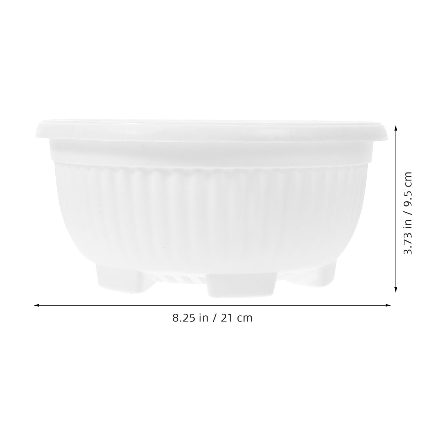 HANABASS Large Garden Bowl Planter White Shallow Plant Pot with Drainage Plastic Flowerpot for Succulents Bonsai Herbs Indoor Outdoor 8.25 Inchs