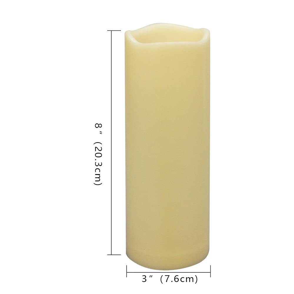 2 PCS 8" Waterproof LED Flameless Timer Candles, 1000 Hours Long Battery Life/Flickering Battery Operated Electric Outdoor LED Large Pillar Candle for Outside Lantern Festival Decor etc.