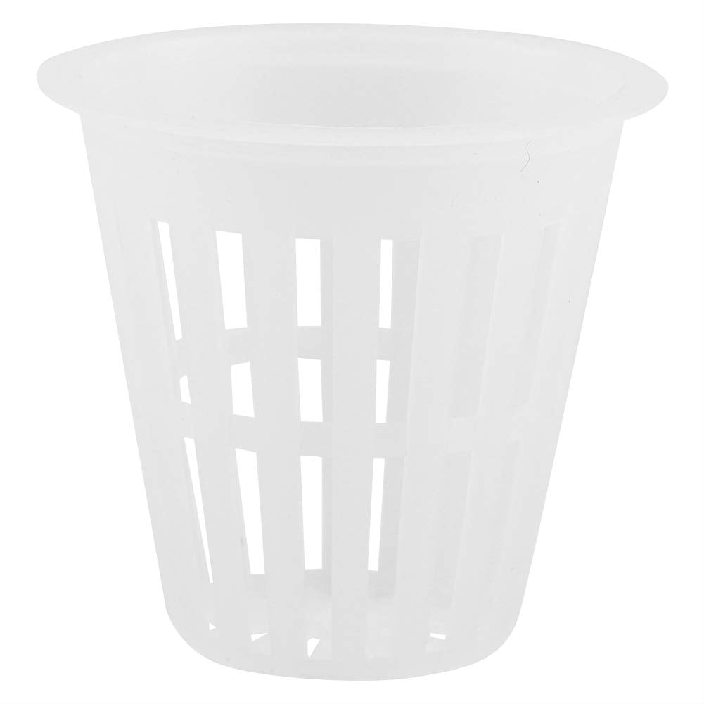 EBTOOLS 10pcs/Set 2 Inch Hydroponic Basket Cup, Durable Safe Plastic Hydroponic Slotted Mesh Cups Round Garden Net Pots for Garden Hydroponics Containers Balcony Planting (White)