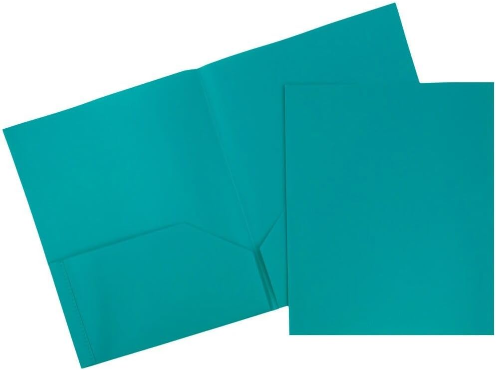 JAM PAPER Plastic 2 Pocket POP Folders - Durable School Folders - Assorted Fashion Colors - Bulk 48 Folders/Box (8 Assorted Packs of 6)