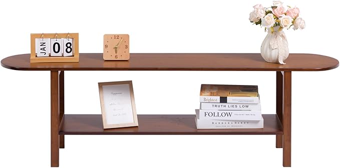 HollyHOME Bamboo TV Stand with Storage