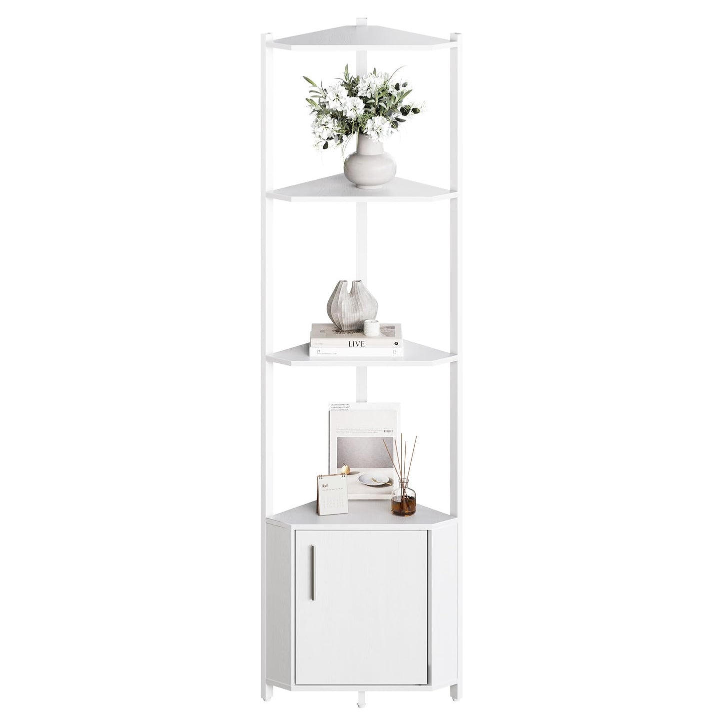 TrailBlaze 5-Tier Industrial Corner Bookshelf, Corner Storage Stand, Plant Stand Display Shelf, Easy Assembly Bookcase for Bedroom, Living Room, Home Office