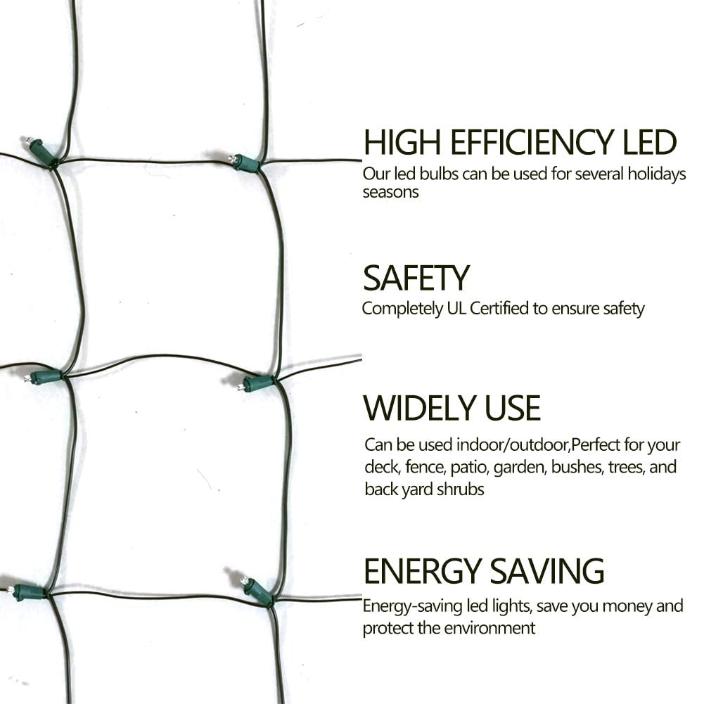 HISHINY Halloween Lights Outdoor,100LED 5ftx5ft Net Lights with Connectable, Waterproof,UL Certified and Durable Green Wire Design for Bushes,Trees,Halloween Decorations Outdoor(Purple&Orange)