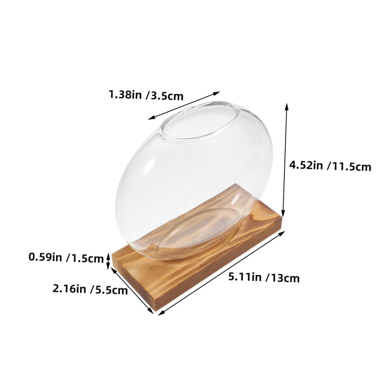 TOYANDONA 2pcs Hydroponic Glass Vases with Wooden Base, Small Plant Terrarium Pots for Indoor Propagation, Desktop Water Vase for Home Office Balcony