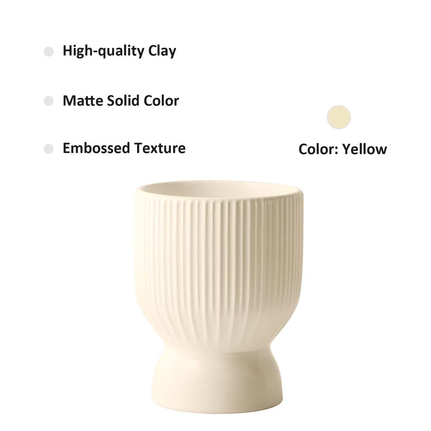 OXART 5.6 Inch Plant Pot, Ceramic Planters for Indoor Plants, Large Indoor Plant Pot with Drainage Holes, Flower Pots, Decorative Pots for Flowers & Herbs, Yellow
