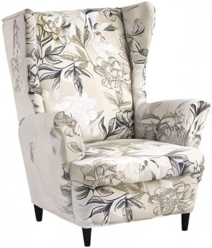 HAOYONG Wing Chair Slipcovers Printed Wingback Chair Covers 2 Pieces Wingback