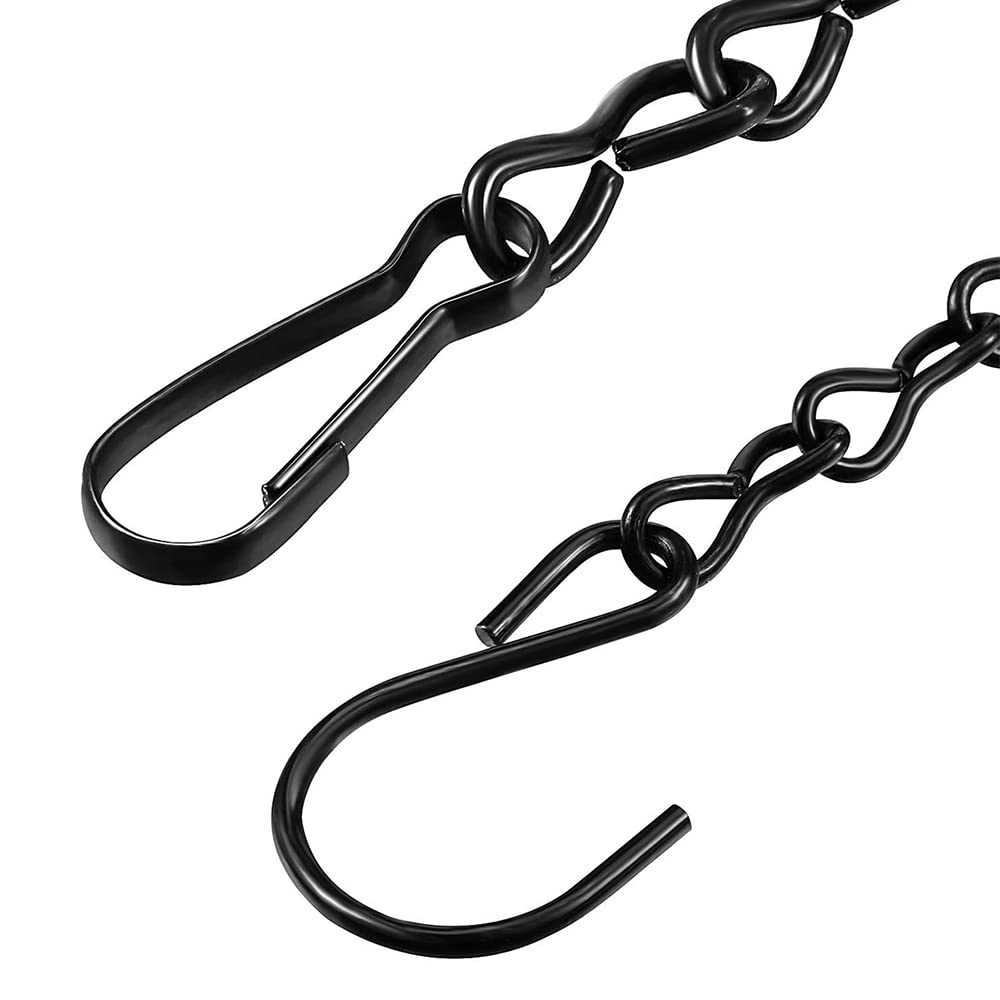 2Sets Hanging Basket Chains Hanging Flower Pot Chains, 3 Point Hanging Chains, Plant Basket, Lantern, Decorative Hanging Chain Sets 20 Inch, Black