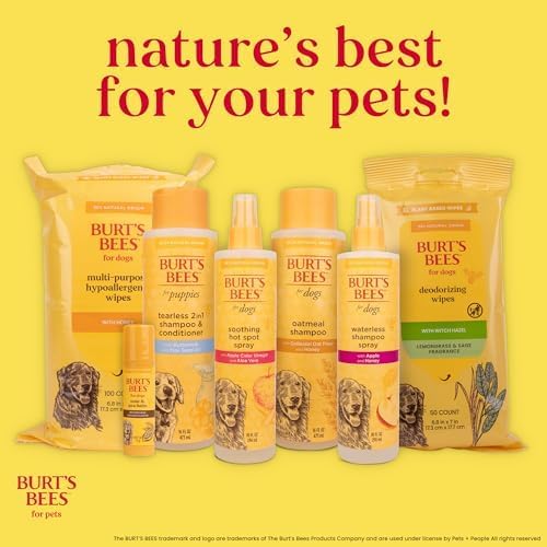 Burt’s Bees for Pets Gentle Cleansing Puppy Wipes with Buttermilk - Hypoallergenic, 98% Natural Origin Wipes That Gently Cleanse and Condition, Safe Formula, 50 Count