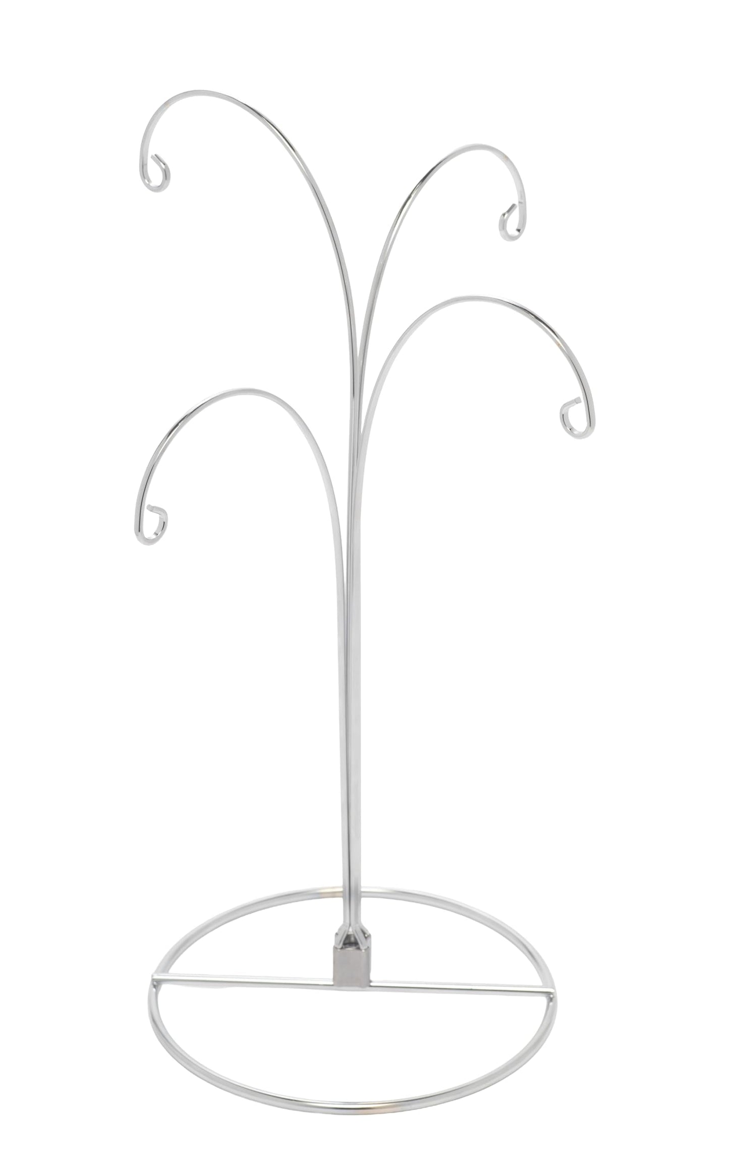 Creative Hobbies 2 Pack of Metal Ornament Display Stands – 12″ Tall with Four Hooks at Varying Heights for Christmas Ornaments and Keepsakes (Silver)