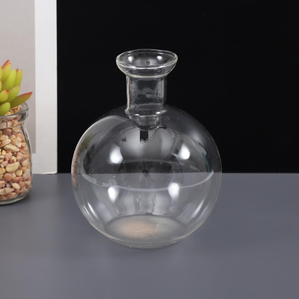 Led Hydroponic Plant Vase, Hydroponic Glass Container Vase Jars, Plant Propagation Station with Wooden Saucer for Desks, Houses, Garden Decorations