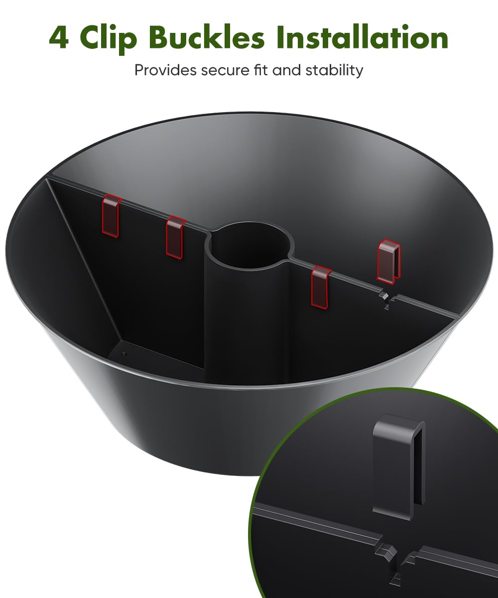 Koutemie 2-in-1 Umbrella Planter for Patio Table & Pole, Half Round Flower Planters Pots with Umbrella Hole Fits Poles Up to 2” Diameter, PVC Post Planter Wrap Around Umbrella for Garden, Black