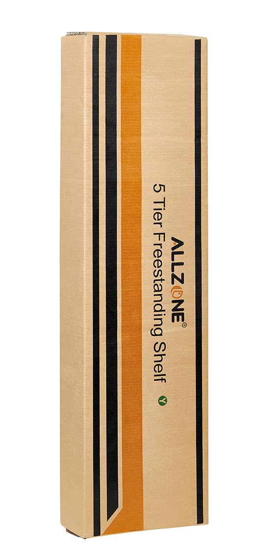 ALLZONE Adjustable Tall Narrow Bookshelf, 5-Tier Floor-to-Ceiling Tension Mount Ladder Book Shelf with Storage for Versatile Uses, Fits 92-116 Inch Ceilings, 27.84-Inch Wide Wood Shelves, Black Relief