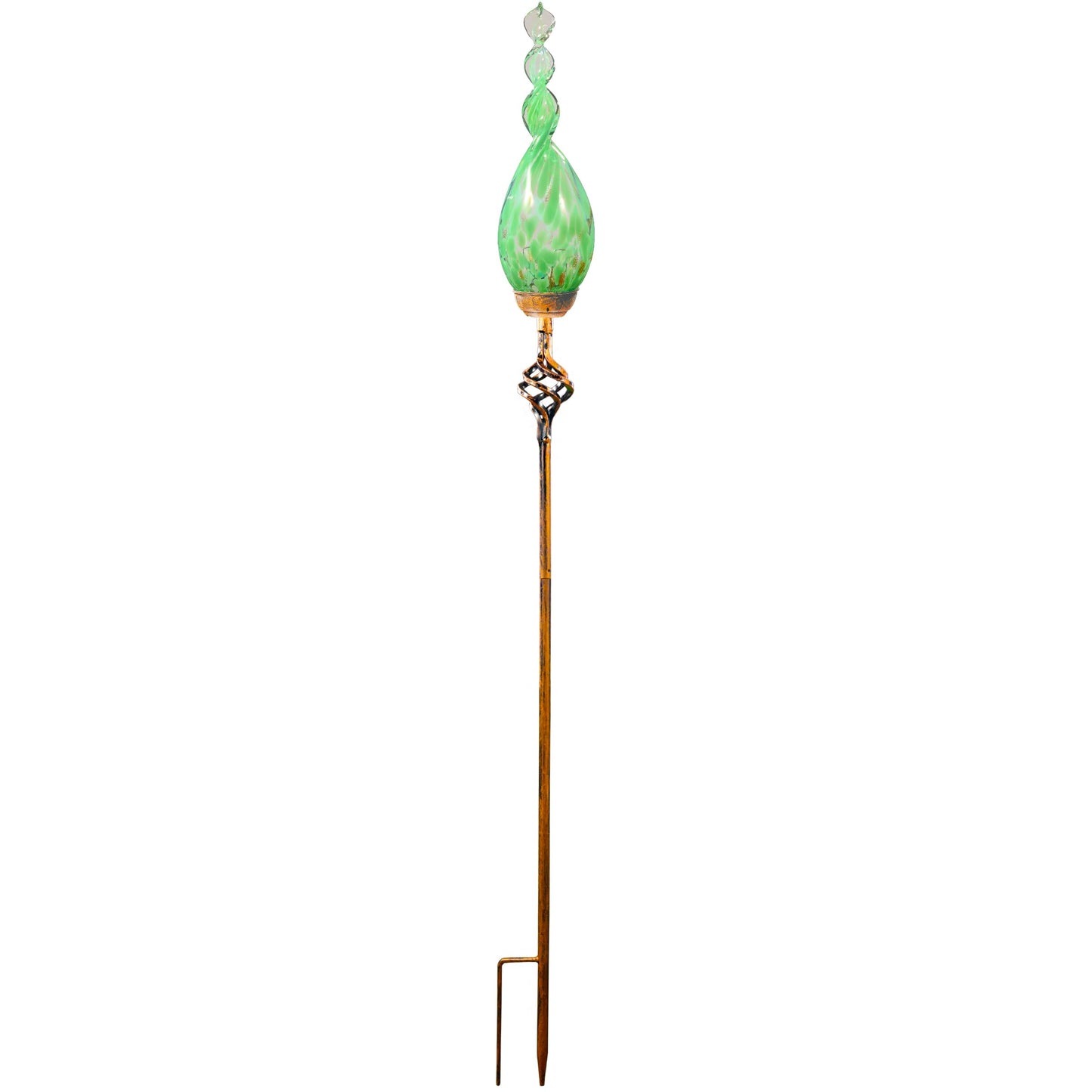 Naboher Solar Garden Lights Outdoor, Decorative LED Flame Garden Stakes, Hand Blown Glass and Outdoor Waterproof Glass Stakes (Green)