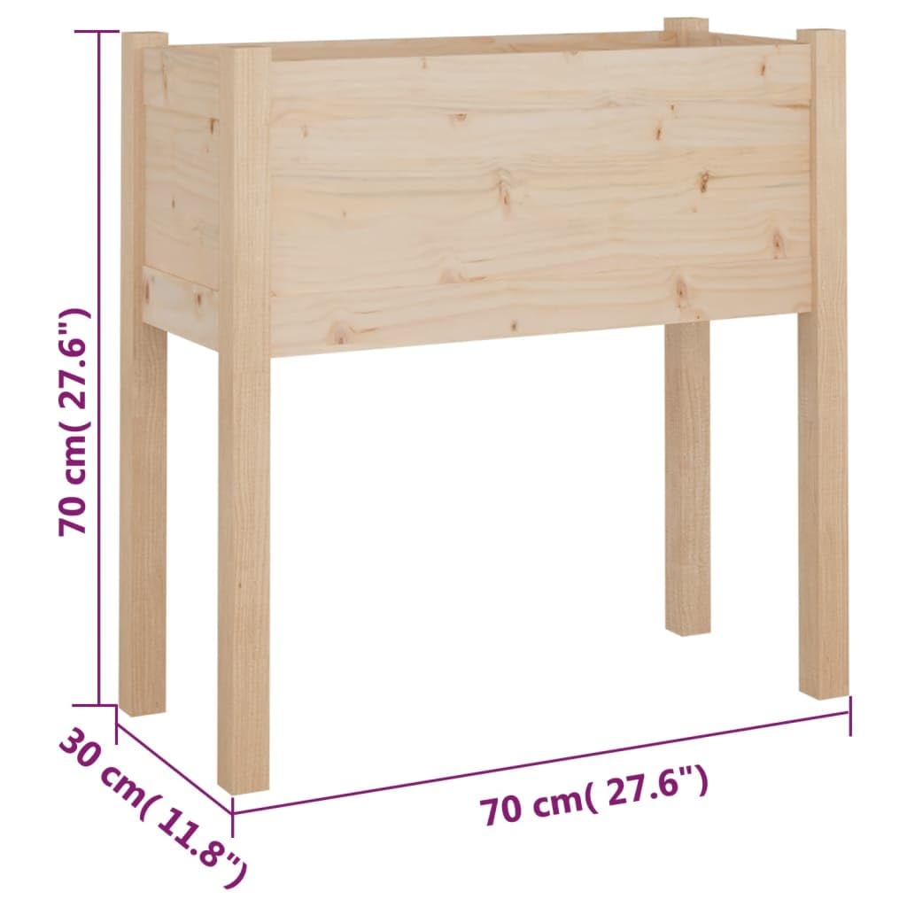 hliofuir Garden Planter Box, Solid Pine Wood Square Flower Pot for Outdoor Patio, Deck, and Balcony, Large Decorative Plant Container, 27.6 x 27.6 x 27.6 Inch, Brown