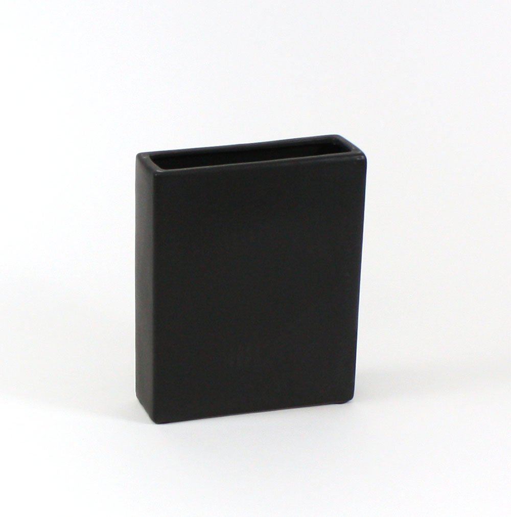 WGV Rectangle Block Ceramic Vase 8" x 2.5" x 10"H Black Tall Narrow Planter Terrarium Floral Centerpiece for Wedding Event Home Decor 1 Piece