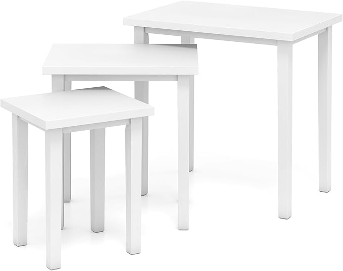 Giantex Nesting Tables Set of 3, Farmhouse Stacking Side Table