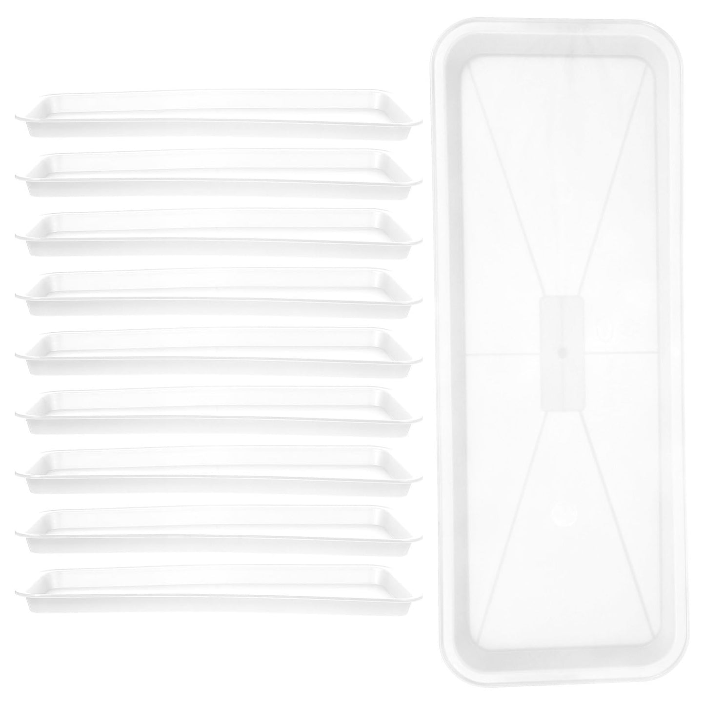 Yardwe 10Pcs Rectangular Plant Tray, Plastic Flower Pot Saucer, Reusable Bonsai Pot Tray, Ideal for Indoor and Outdoor Plants, Prevents Overwatering, Easy to Clean, 15.66 X 5.90 Inch, White