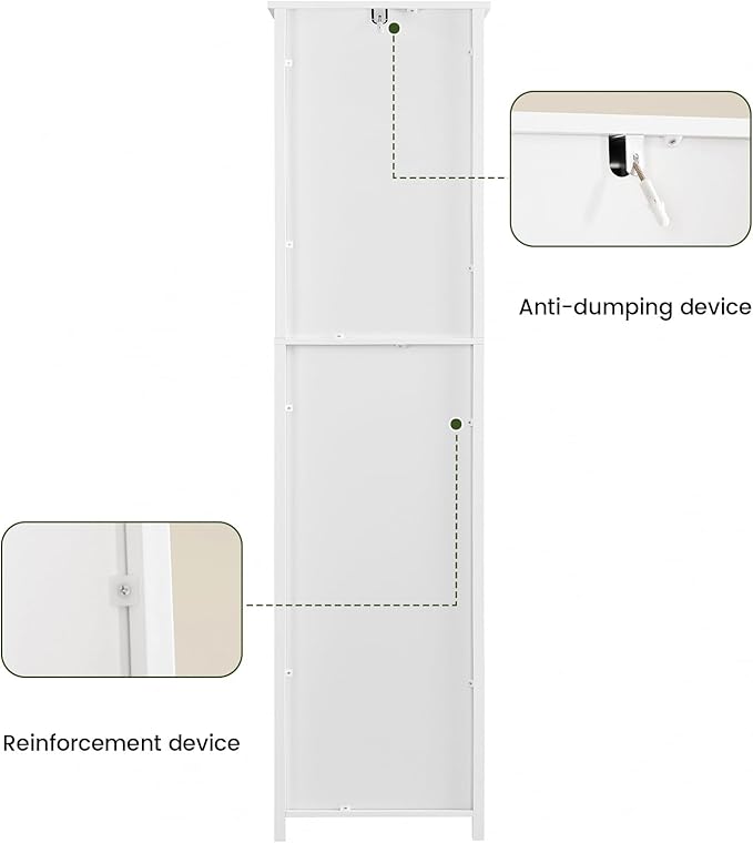 Iwell Tall Bathroom Cabinet, Slim Narrow Bathroom Storage Cabinet