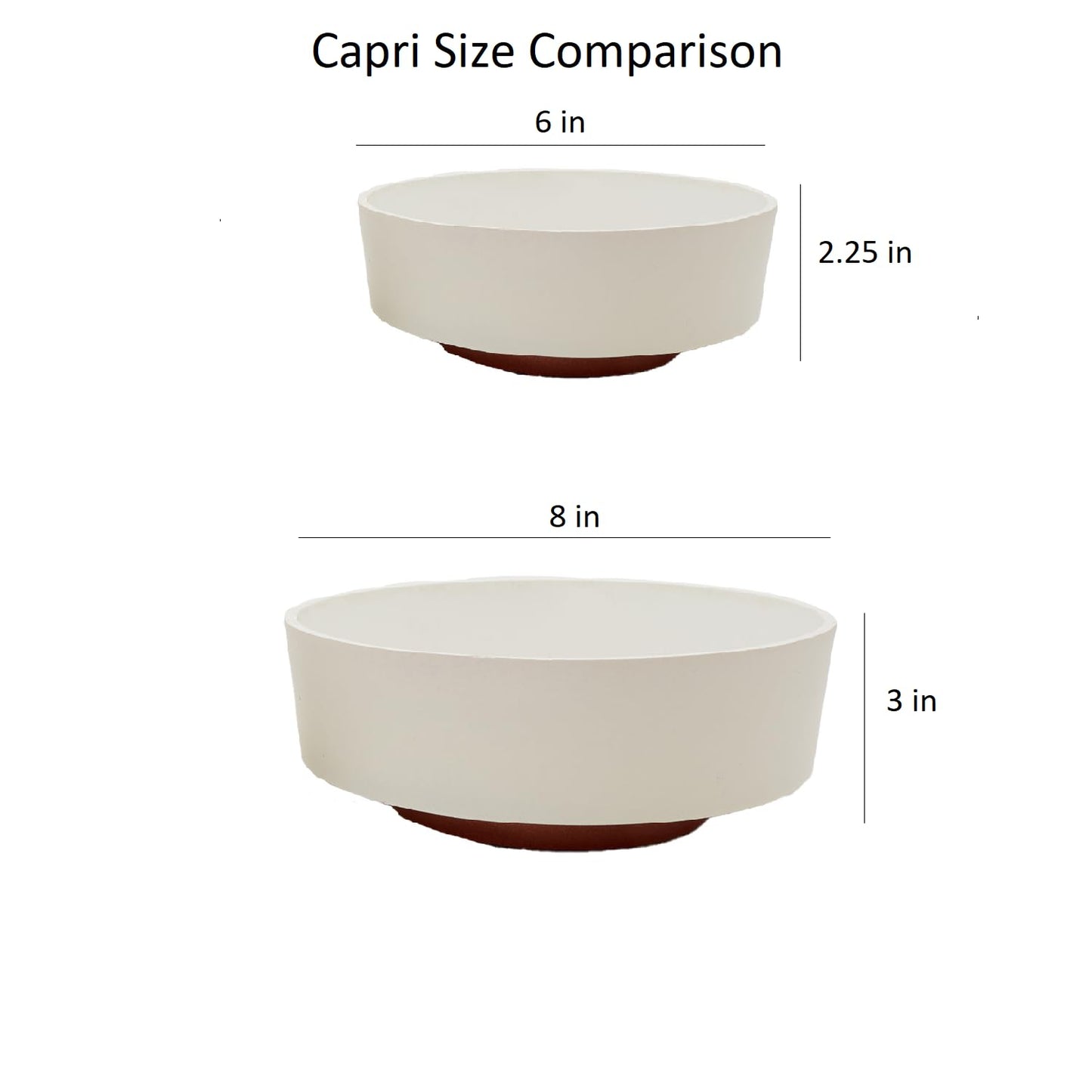 The HC Companies 6 Inch Round Plastic Succulent Capri Bowl 6"x6"x2.25" in Vanilla Bisque with Copper Bottom Color