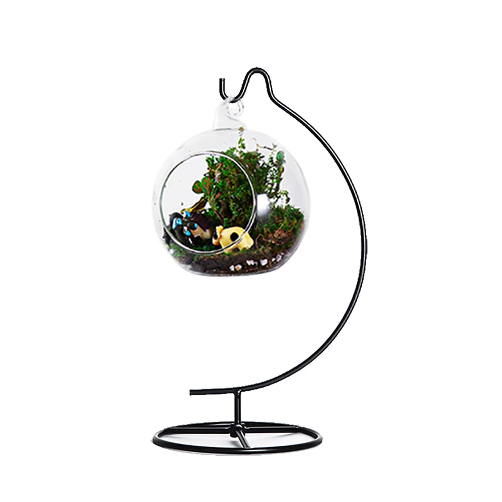 YY YEARCHY Ornament Display Stand Metal Stand Air Plant Stand Flower Pot Holder Iron Stand for Hanging Glass Globe Ball (C Shape)