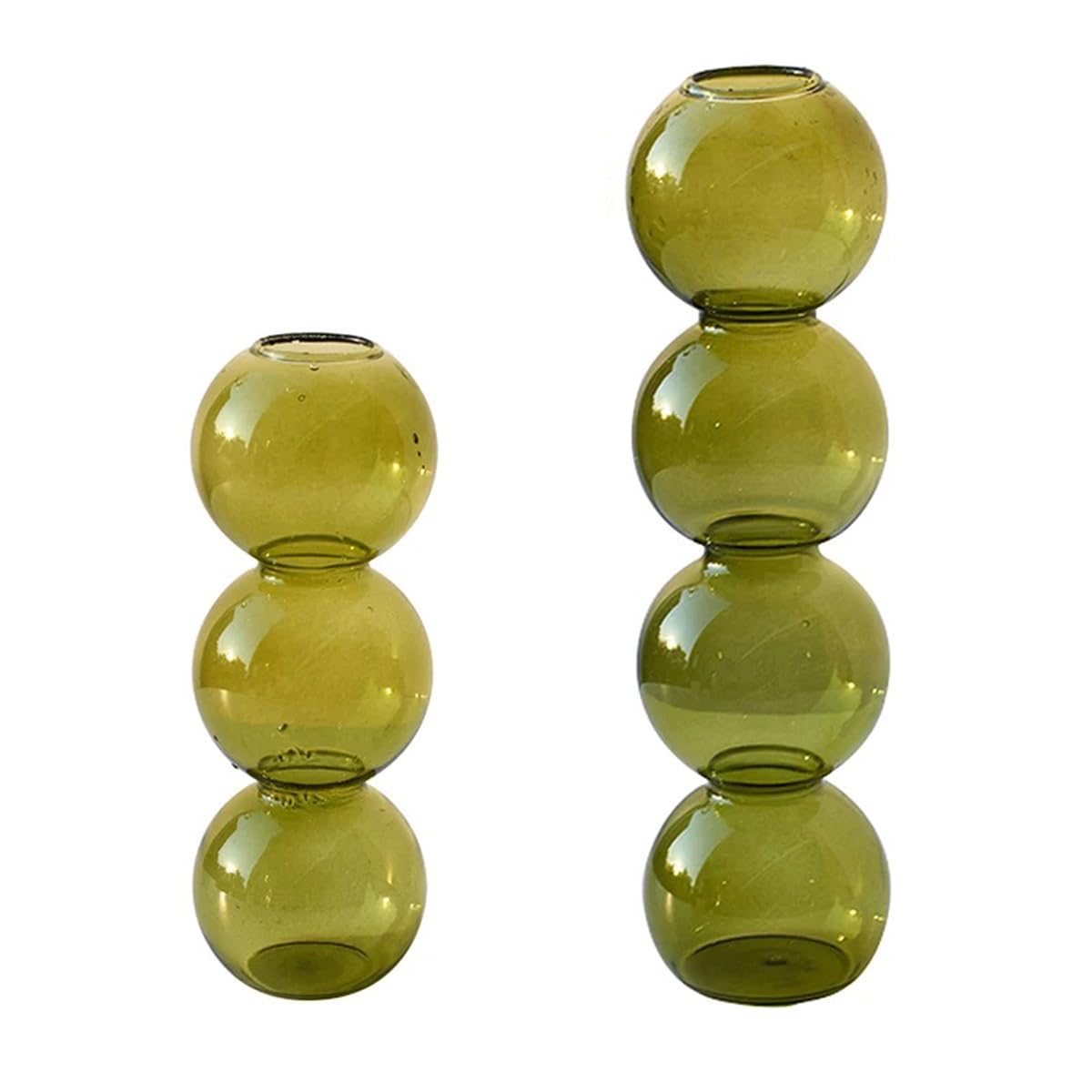 LKXHarleya Aesthetic Ball Aesthetic Decorative Vase, Glass Bubble Vases Ball Bud Vase for Centerpieces, Flower Arrangement, 2.36 x 8.66 Inch, Green
