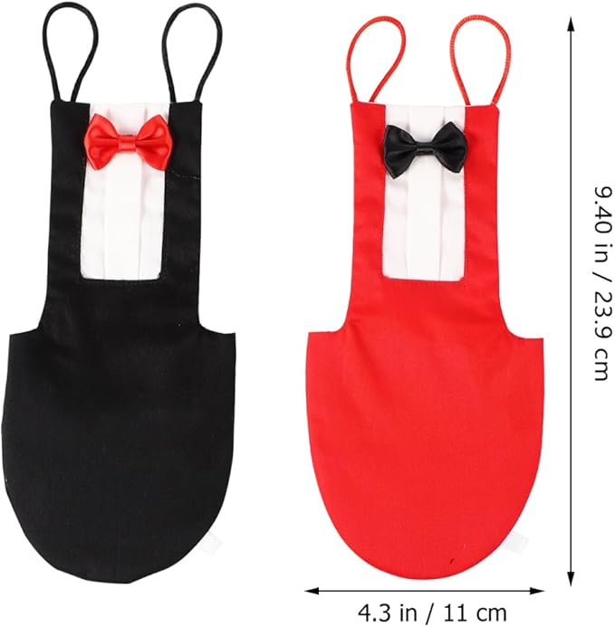 HANABASS 2Pcs Bird Diaper Parrot Suit Diapers, Cotton Pet Bird Clothes Pee Pads, Bird Harness Reusable, Macaw Parakeet Flight Suit for Birds, Cockatiel, Budgie, Red Black
