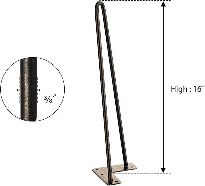 SMARTSTANDARD 16 Inch Heavy Duty Hairpin Furniture Legs, Metal Home DIY Projects