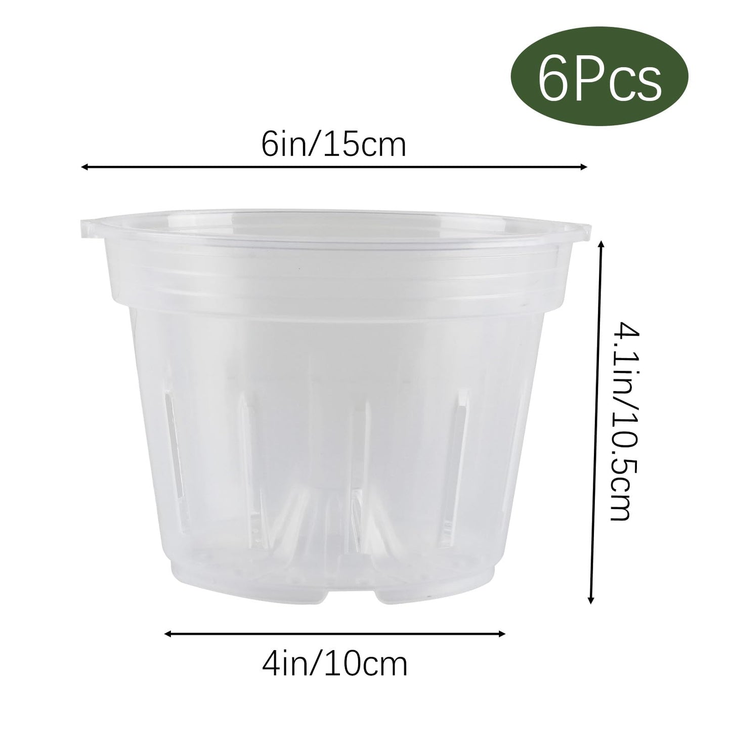 Fellibay 6 Pack Plastic Orchid Pots with Holes, 4 inch Small Plastic Orchid Planters Provide Good Air Circulation,Nursery Pots for Succulents,Herbs,Aloes,Mint