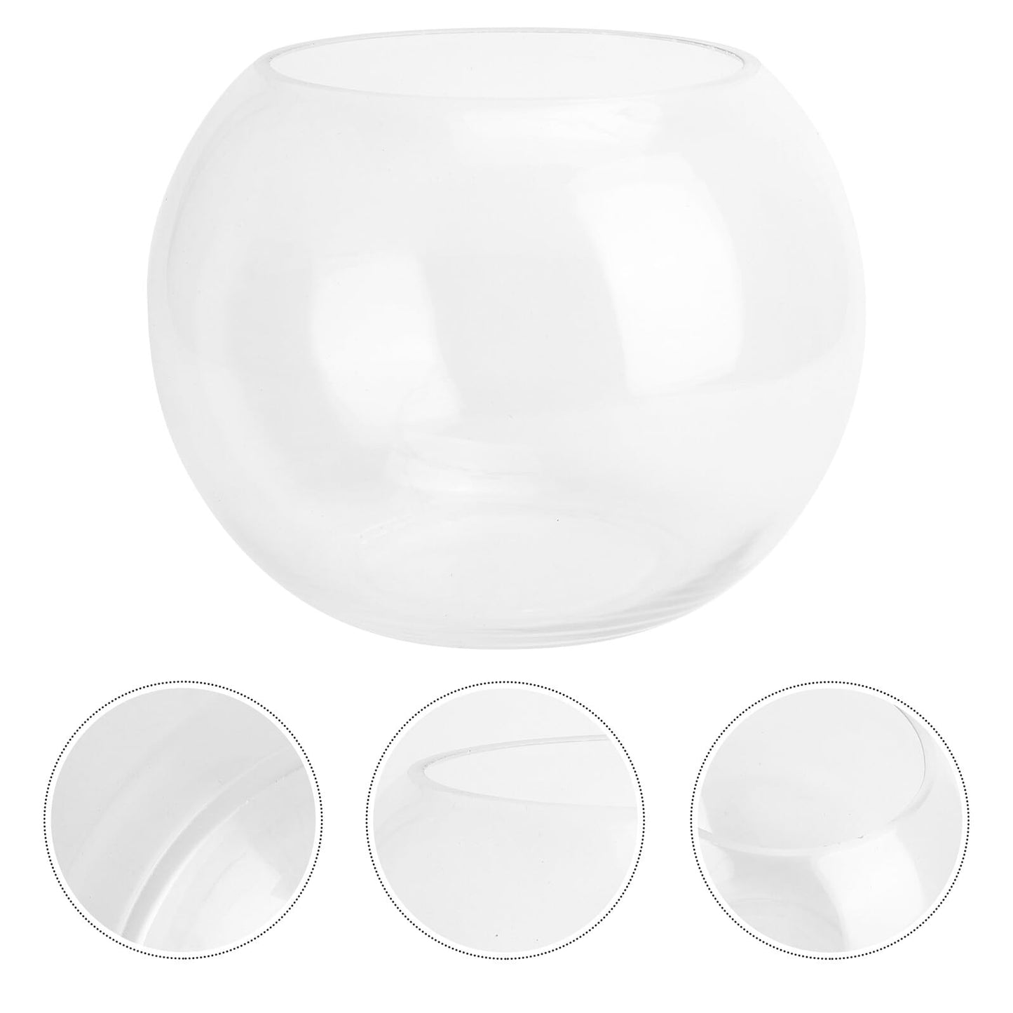 Healeved Glass Hydroponic Plant Vase 20cm Round Fish Tank Terrarium Holder Desktop Flower Pot for Home Office Decor