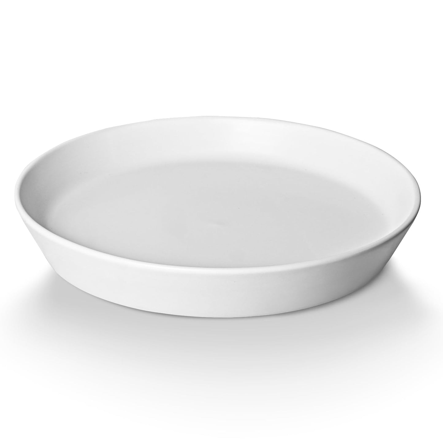 Plant Saucer 8 Inch, 2 Pack Large Plant Saucers Ceramic Tray 8 inch (7.3" Inner) for Flower Pot, Classic Sturdy Planter Water Catcher Tray for Plant Base,White
