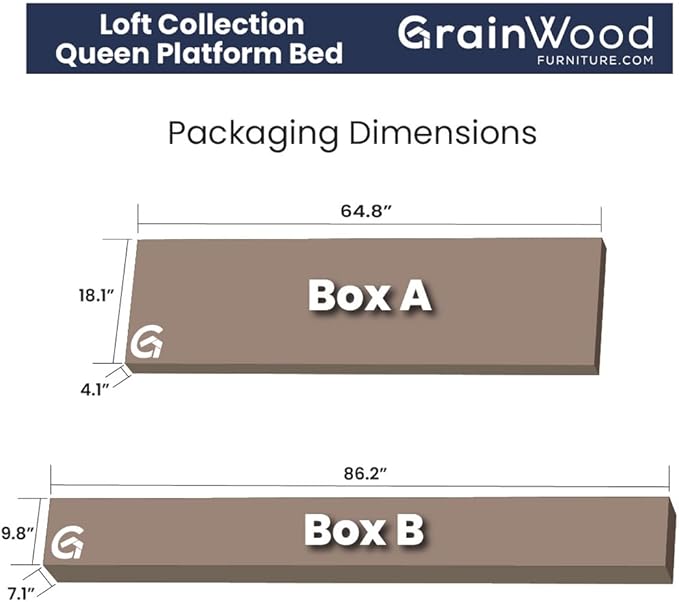 Grain Wood Furniture Loft Queen Size Solid Wood Bed, Brushed Mocha