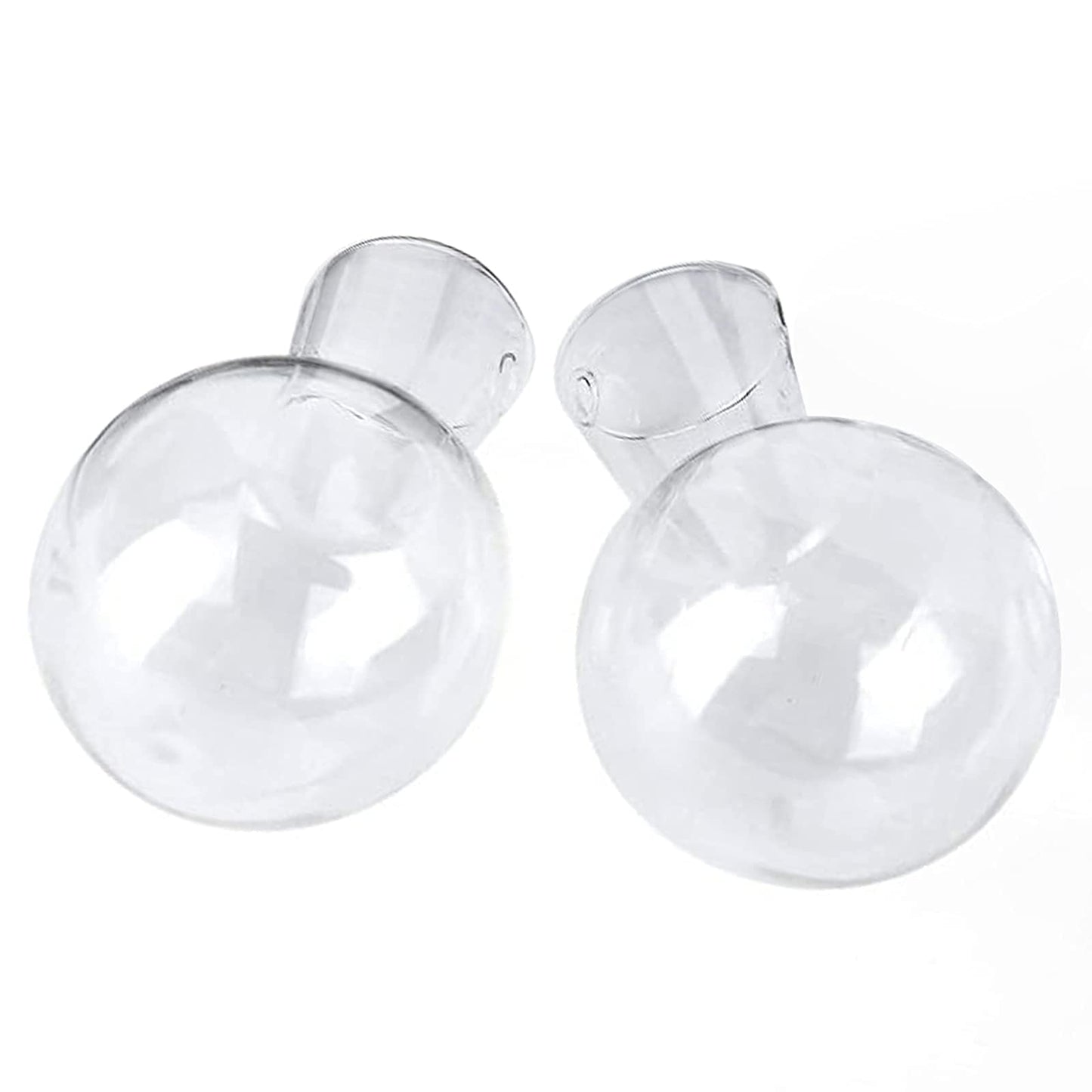 Kingbuy Bulb Glass Vase with Side-Hole (Hole to Hole Opening Dia.: 1.18 in) for Replacement Planter Terrarium with Wooden Stand Accessories Desktop Hydroponics Water Plant Propagation Station, 2 Pack