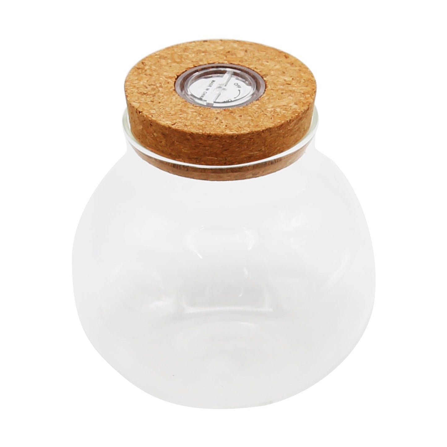 Round Glass with Remote Control LED Lights - for Terrariums, Moss Ball Vases & Home Decor, for DIY Party Mason Jars Crafts Christmas Decoration (S)