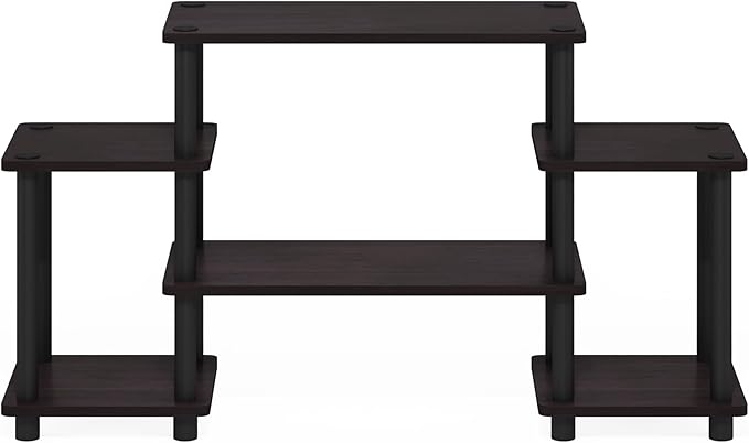 Furinno Turn-N-Tube No Tools Entertainment Center, Square corner, Dark Walnut
