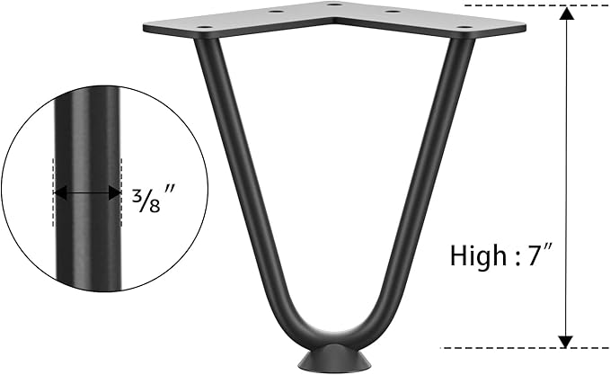 SMARTSTANDARD 7 Inch Heavy Duty Hairpin Furniture Legs, Metal Home DIY Projects