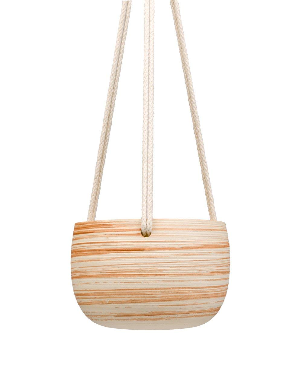 Mkono Ceramic Hanging Planter Macrame Plant Holder 5 Inch Cute Succulent Cactus Pot with Cotton Rope Hanger for Indoor Outdoor Decor, 2 Pack