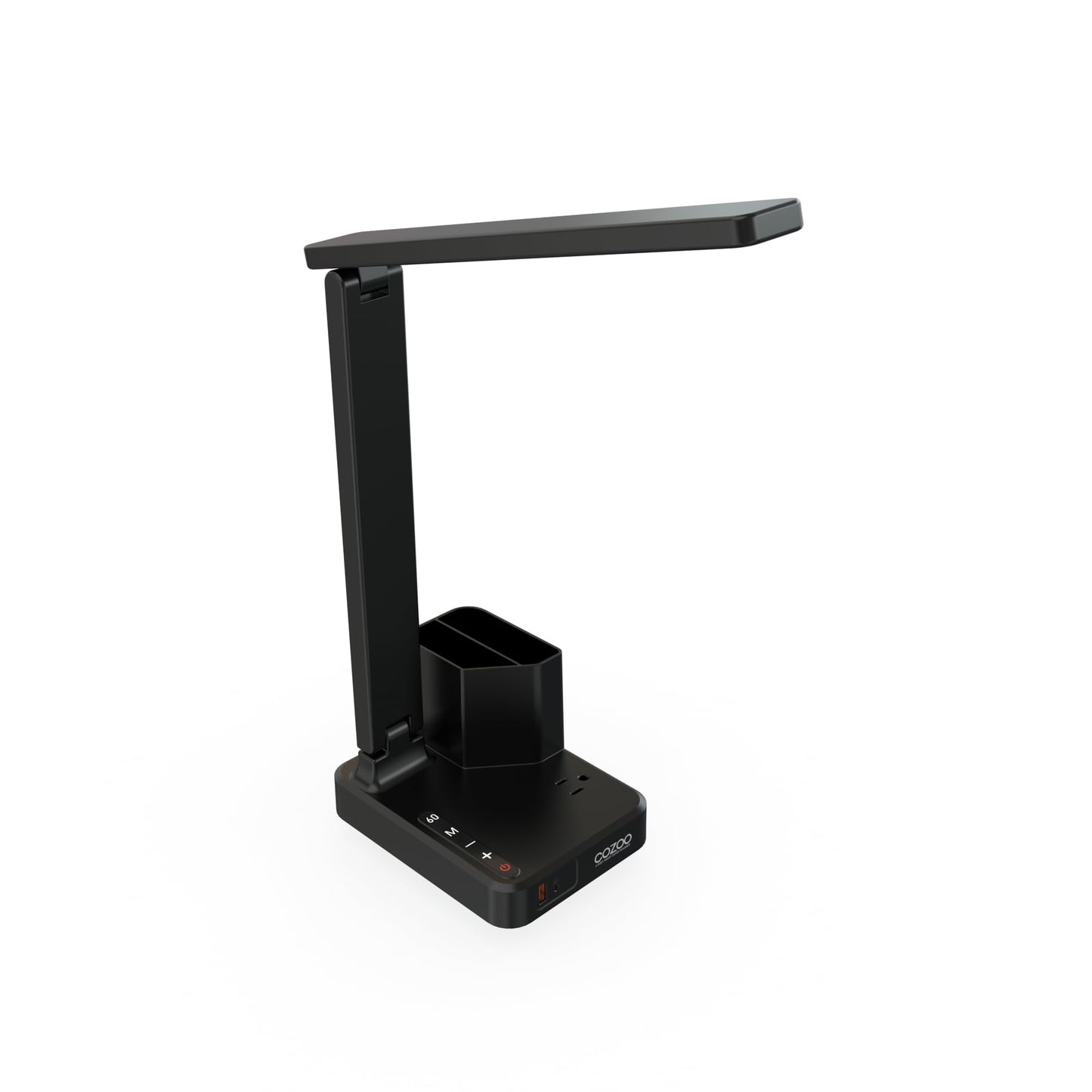 cozoo LED Desk Lamps for Home Office, Modern Dimmable Eye Caring Desk Light with USB Charging Ports AC Outlet, Pen Holder,Touch/Memory/Timer, Kids Small Table Lamp for Reading, Bedroom, Study, Craft