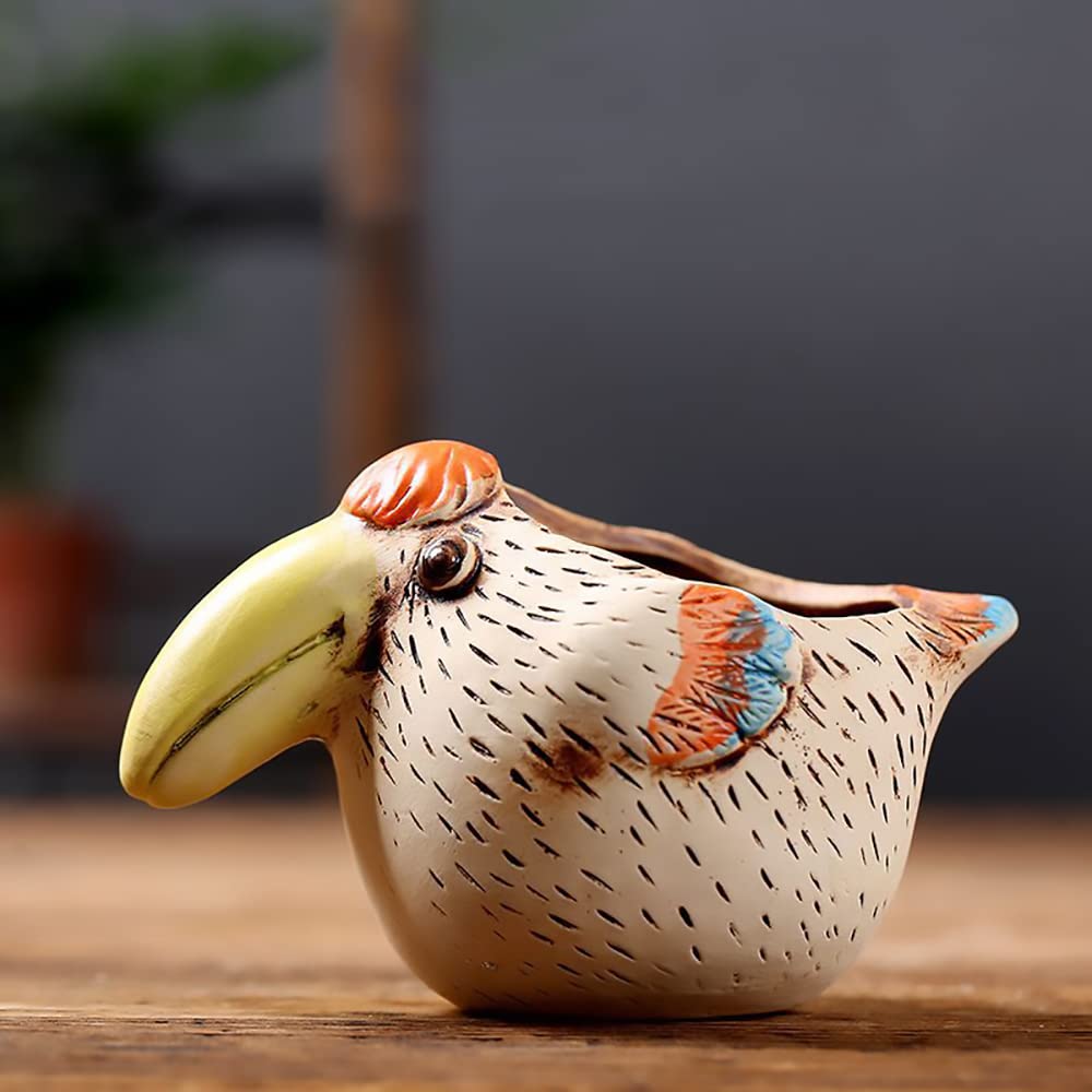 DIYOMR 5 Inch Animal Planter, Cartoon Woodpecker Shaped Ceramic Pots Small Flower Pot Plant Container for for Office Home Desktop Indoor/Outdoor Decor- Plants Not Included