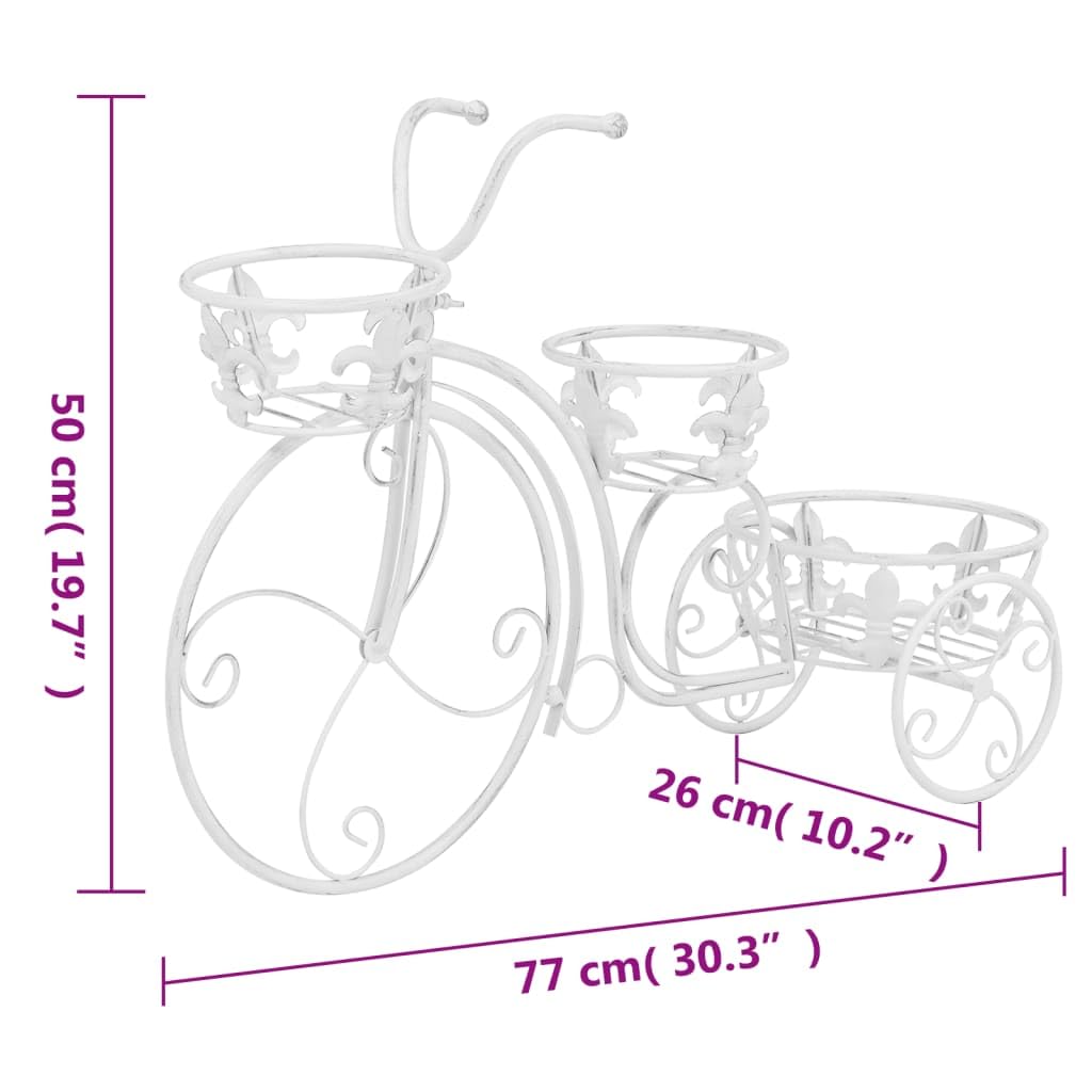 GOLINPEILO Plant Stand Bicycle Shape Vintage Style Metal, Tricycle Plant Stand Flower Pot Cart Holder for Home, Garden, Patio,Mother’s Day - Parisian Style (Antique White)